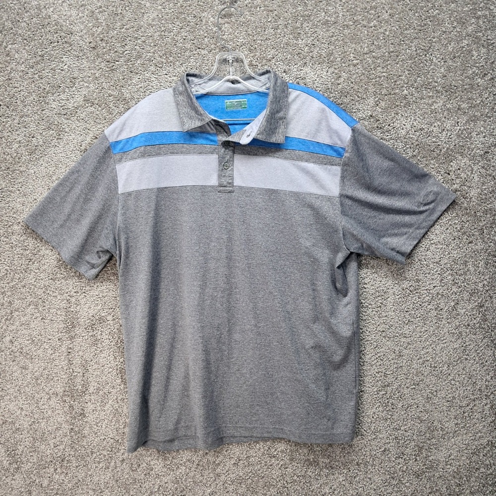 Ben Hogan Mens XL Performance Golf Polo Shirt Grey Blue Colorblock Short Sleeve